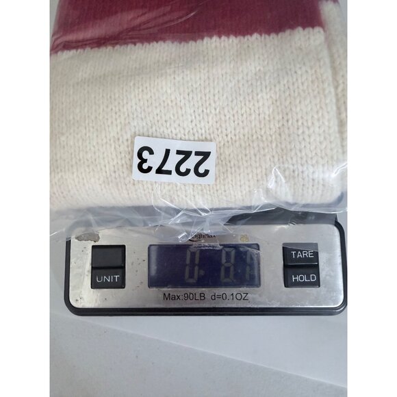 Vtg Abercrombie Scarf Moose Logo Wool Blend Red Striped Knit Winter - Picture 9 of 9